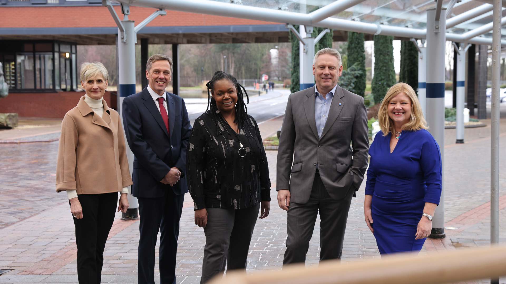 A photo of five of CPI's Non-Executive Board Members stood outside our Wilton Centre. From left to right, Catherine Quinn, Jez Maiden, Myrtle Dawes, George Gillespie, and Jackie Waring. A photo of five of CPI's Non-Executive Board Members stood outside our Wilton Centre. From left to right, Catherine Quinn, Jez Maiden, Myrtle Dawes, George Gillespie, and Jackie Waring.