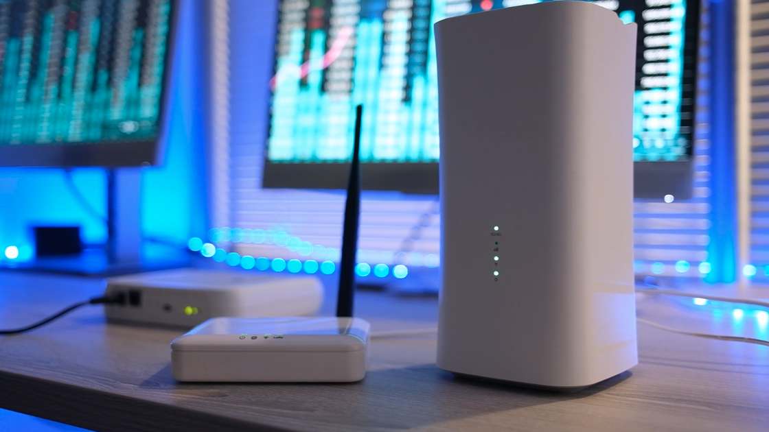 A photo of a router for 5G WiFi at our centre where we have a testbed to simulate a Healthcare setting A photo of a router for 5G WiFi at our centre where we have a testbed to simulate a Healthcare setting