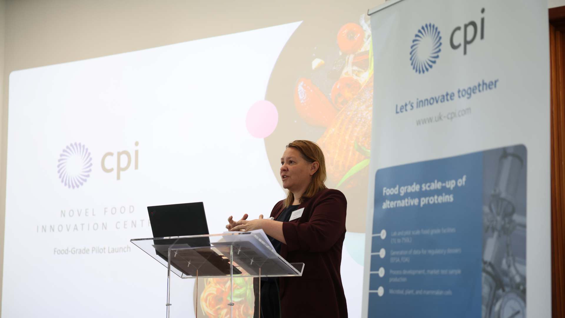 Anna Turley MP speaking at CPI's food-grade pilot launch. Anna Turley MP speaking at CPI's food-grade pilot launch.