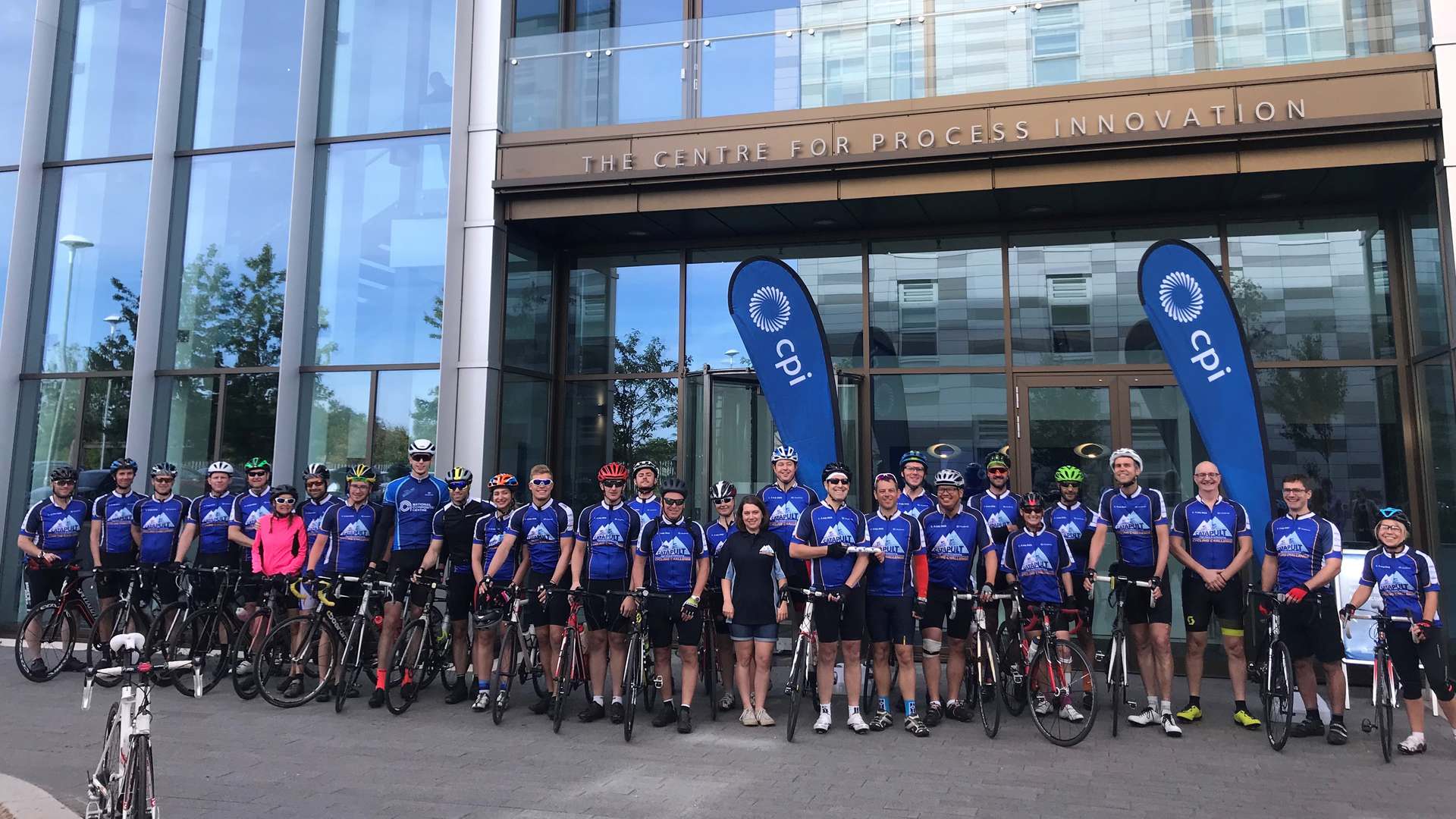 Cycle challenge team with cyclists representing all seven HVM Catapult Centres Cycle challenge team with cyclists representing all seven HVM Catapult Centres