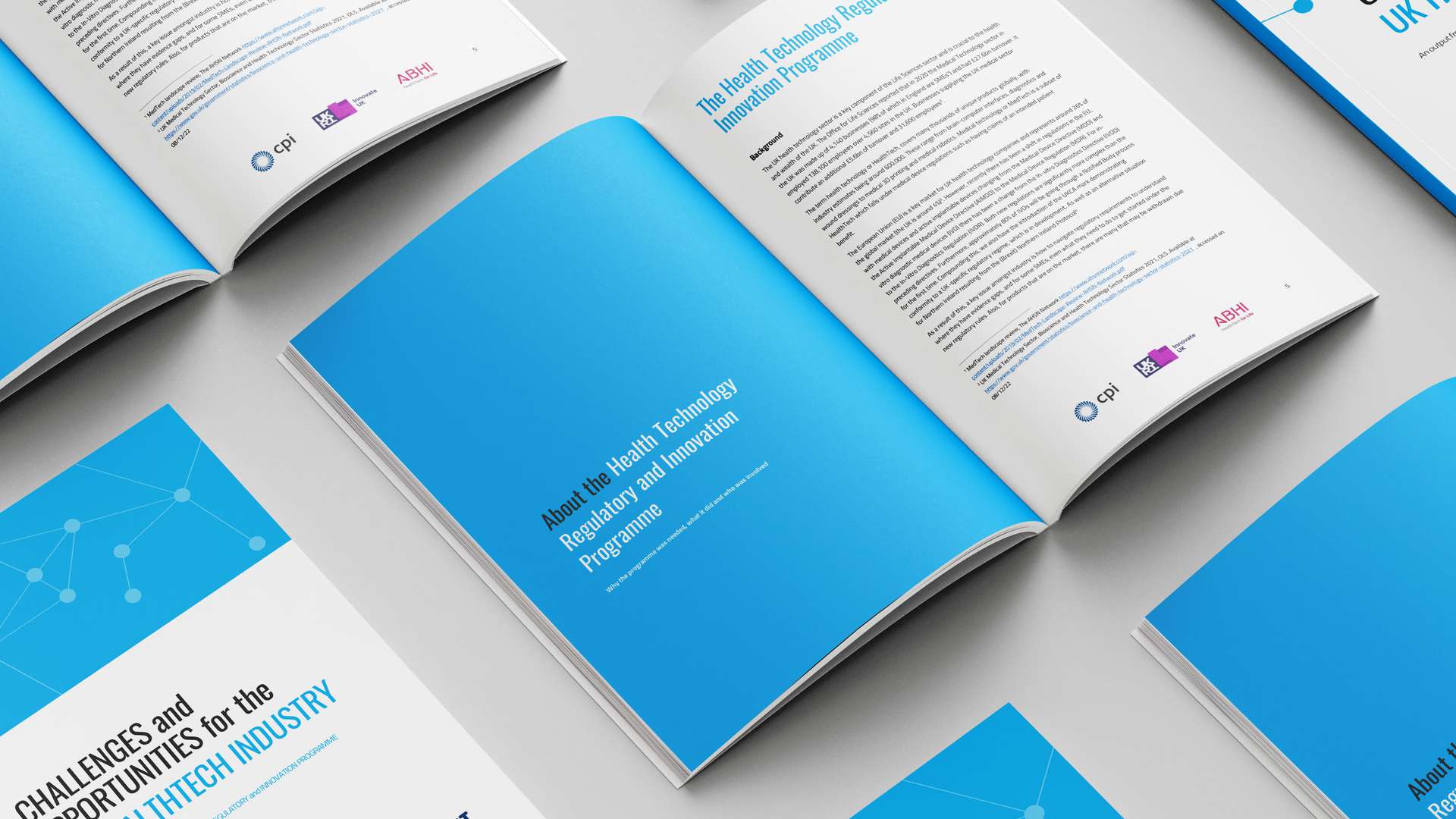'Challenges and Opportunities for the UK HealthTech Industry’ report cover and first page 'Challenges and Opportunities for the UK HealthTech Industry’ report cover and first page