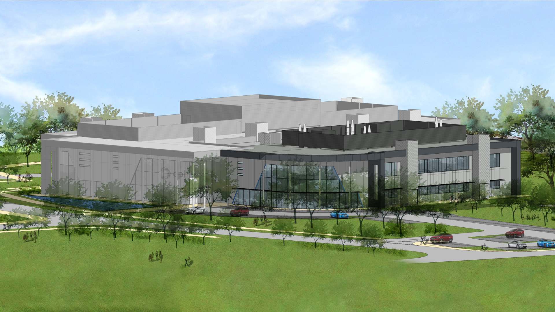 An artist's impression of CPI's healthcare photonics facility, on the right, with the existing formulation centre to the left An artist's impression of CPI's healthcare photonics facility, on the right, with the existing formulation centre to the left