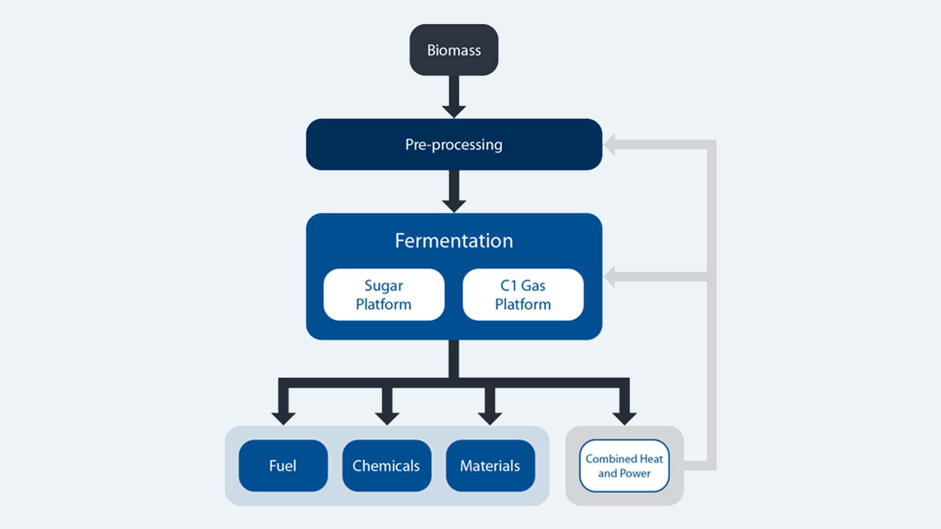 A diagram showing the integrated approach of C1 Gas and sugars A diagram showing the integrated approach of C1 Gas and sugars